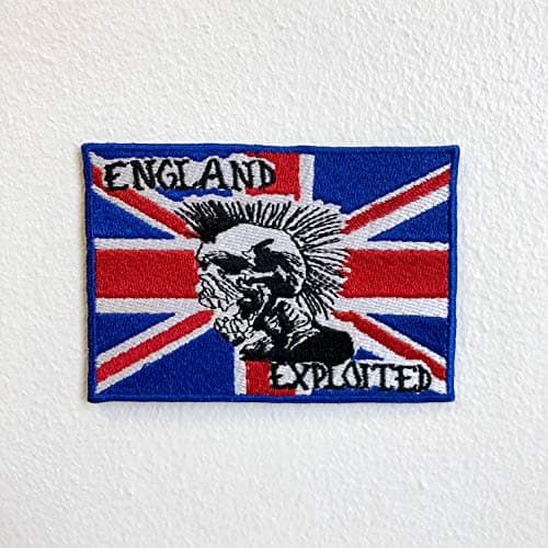 Image of Union Jack England Exploited Skull Iron Sew on Embroidered Patch