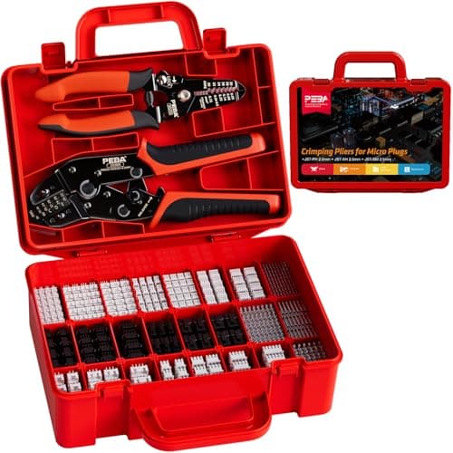 Image of PEBA Crimping Tool and JST Connector Kit - 24 Types of 2.0 mm JST-PH Connectors & Crimp Pins, 2.5 mm JST-XH & JST-SM Housings and Contacts, for DIY Electronics - Suitable for 0.03-0.5 mm² Wires