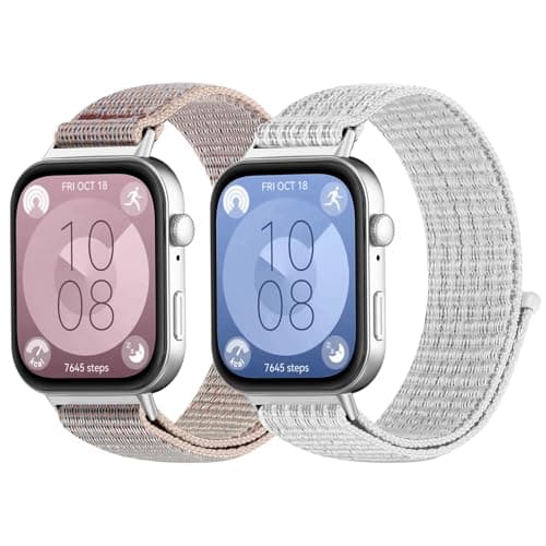 Image of enkic Nylon Strap Compatible for Huawei Watch Fit 4/Fit 4 Pro/Fit 3, 2 Pcs Adjustable Breathable Sport Loop Wristband Replacement Watch Bands for Huawei Watch Fit 3/4/4 Pro Women Men