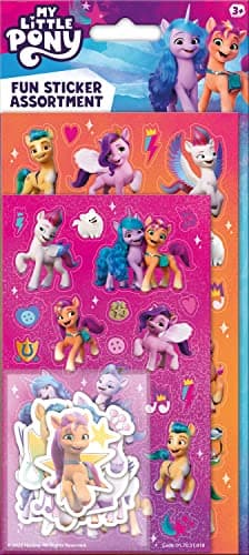 Image of My Little Pony Assorted Sticker Pack | Includes 3 Types of Stickers | Official Licensed Product | Reusable on Non-Porous Surfaces | Great for Girls Age 3+ | Use for Gifts, Decoration and Scrapbooking