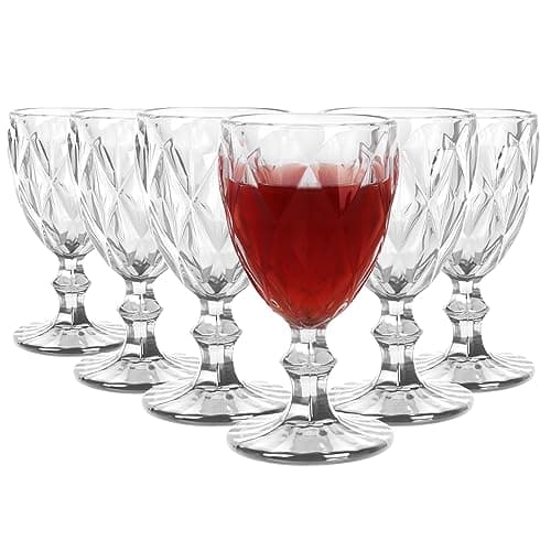 Image of Yiter Wine Glasses, 240 ml Vintage Wine Goblets Set of 6 for Champagne, Cocktail, Beverage, Colorful Glassware for Wedding, Birthday, Party