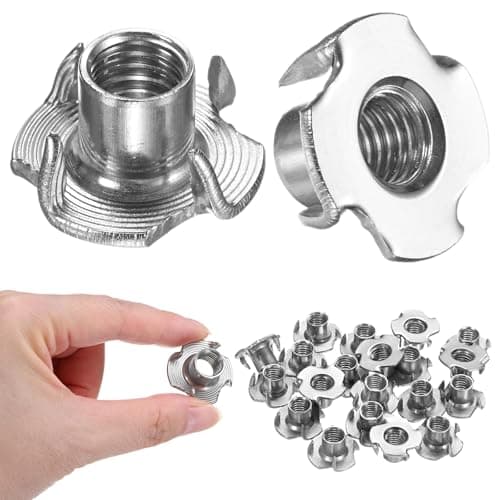 Image of M METERXITY 20-Pack M10x13mm T-nut, Stainless Steel 4-Pronged Tee Nut Threaded Insert for Wood/Rock Climbing Holds/Furniture, Corrosion Resistant Fasteners
