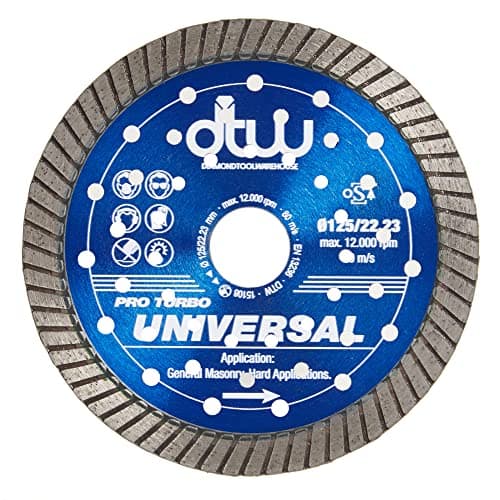 Image of DTW Pro Universal Turbo Diamond Blade - Fast Cutting Hard Material Blade for Concrete Products, Reinforced Concrete, Hard Brick, Marble, Granite & More