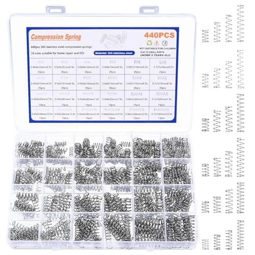 Image of Bnnrjia 440 Pcs Mini Extension Springs Assortment Kit, Stainless Steel Mechanical Compression Coil Springs, Replacement Compression Spring Assorted for DIY Home Repairs(24 Sizes)