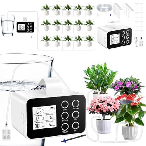 Image of Flintronic Automatic Watering System, Drip Irrigation System Kit, Indoor Self Watering system with Timer and 10m Hose, Drip Irrigation Kit for Garden Potted Plants, Ideal for Up to 15 Pots (Style A)