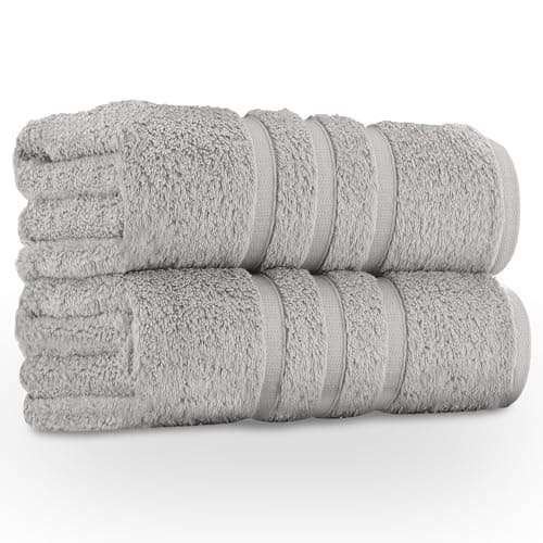 Image of GC GAVENO CAVAILIA 100% Egyptian Cotton Pack of 2 Bath Sheet Extra Large Soft and Highly Absorbent Towel Set (90 x 140 cm), Hotel Quality Anti-Allergic Bath Towels - 550 GSM - Silver