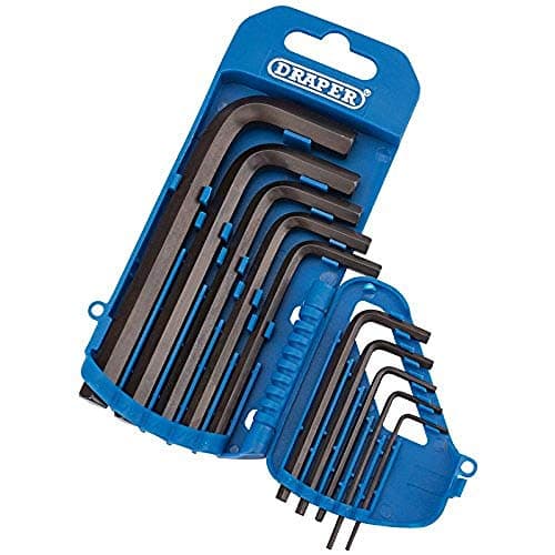 Image of Draper 10 Piece Hexagon Allen Key Set | Imperial Pattern Hand Tools | Hex Key Wrench Kit | Chrome Vanadium Steel Kit | Foldable Storage Holder | 33688