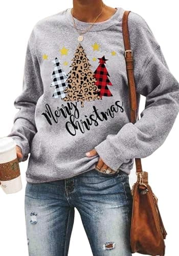 Image of hohololo Christmas Sweatshirt Womens Merry Christmas Jumpers Funny Xmas Jumper (grey1,S)