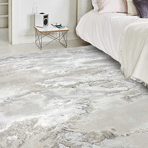 Image of Lord of Rugs Aurora AU02 Cloud Grey Modern Shiny Abstract Marbled Pattern Rug Hallway Runner (120x170cm (4'x5'6"))