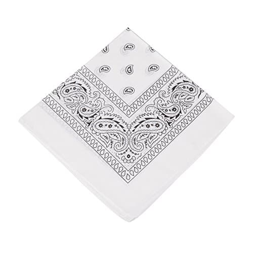 Image of Boolavard 100% Cotton 1pcs, 6pcs or 12pcs Pack Bandanas with Original Paisley Pattern Colour of Choice Headwear/Hair (White)