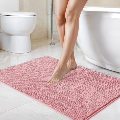 Image of Emma Barclay Noodle Soft Touch Non-Slip Bathroom Rug in Pink - Shower Mat 40x60cm