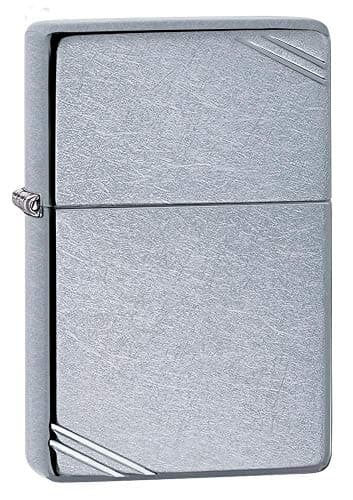 Image of Zippo Windproof Lighter - Vintage with Slashes - Silver - Street Chrome Finish - Refillable - Reusable - Gift Box - Metal - Made in USA