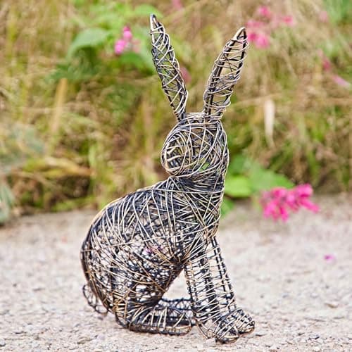 Image of Paper High Hare Wire Garden Ornament - Outdoor Decoration - Metal Sculpture - Outside Accessory - Recycled Metal - For The Garden