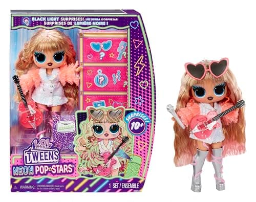 Image of L.O.L. Surprise! Tweens Neon Pop Stars - Thea Stars - 1 Fashion Doll, with Backlight Surprises and 10+ Pop Star Fashions and Accessories Including Her Hot Pink Guitar, Ideal Present for Kids Ages 4+