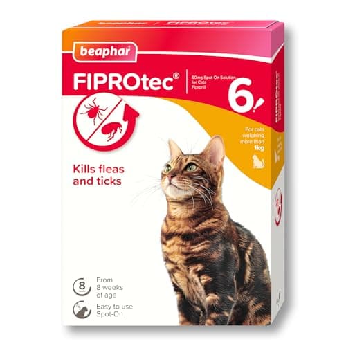 Image of Beaphar - FIPROtec Spot-On Flea & Tick Treatment for Cats - 6 Pipettes - Kills Fleas & Ticks - Veterinary Medicine – Easy to Apply Monthly - For Cats & Kittens from 8 Weeks Old, Weighing Over 1kg