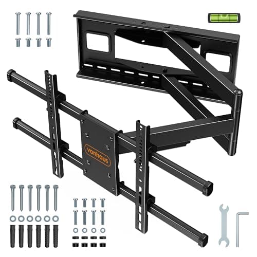 Image of VonHaus TV Wall Bracket for 40-85" Screens, TV Bracket with 1m+ Extra Long Articulated Arm & Spirit Level, Wall Mount with Full Tilt & Swivel, 50kg Capacity, Max VESA: 800x400mm