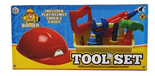 Image of Atoz Junior Builder Kids Tool Set with Hard Hat, Construction Play Tools and Storage Caddy, Age 3+