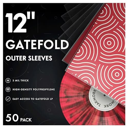 Image of Gatefold Vinyl Outer Sleeves: 12-inch LP Outer Sleeve for Vinyl Records, Crystal Clear 3mil, Pack of 50