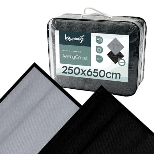 Image of Leisurewize - Premium Awning Carpet 2.5m x 6.5m – Reversible Light Grey/Charcoal Breathable Caravan & Motorhome Groundsheet Mat – Durable Outdoor Universal Camping Flooring