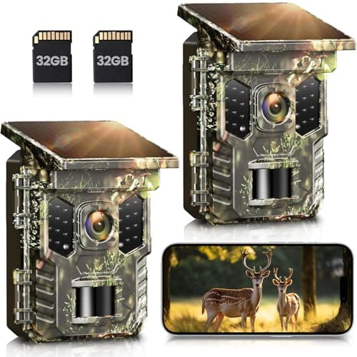 Image of XTU Wildlife Camera WiFi Bluetooth - 4K 64MP Solar Trail Camera With Night Vision Activated Waterproof IP66,0.2s Trigger Speed,Built-in Lithium Battery Rechargeable (2 Pack)