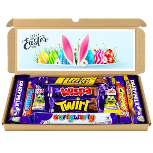 Image of Easter Bunny Chocolate Hamper, Letterbox Chocolate Gift Box of 10 Fullsize Dairy Milk Chocolate bars, Ideal Gifts For Women & Gifts For Him (Happy Easter)
