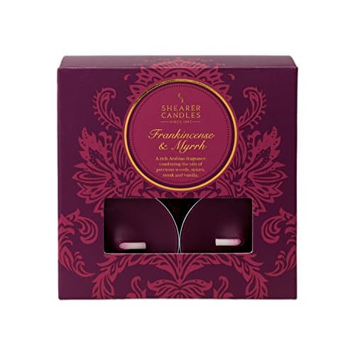 Image of Shearer Candles Frankincense and Myrrh (Pack of 8) Scented Tealights - Burgundy,80 x 80 x 30