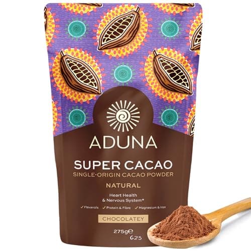 Image of Aduna Super-Cacao Powder | 100% Natural Ghanaian Cacao for Heart Health & Energy Support | Natural Vegan Source of Magnesium, Flavanols & Iron | Superfood for Hot Chocolate, Smoothies, & Baking | 275g
