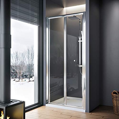 Image of ELEGANT 900mm Bi Fold Shower Enclosure Inwards Opening, Space Saving Shower Door