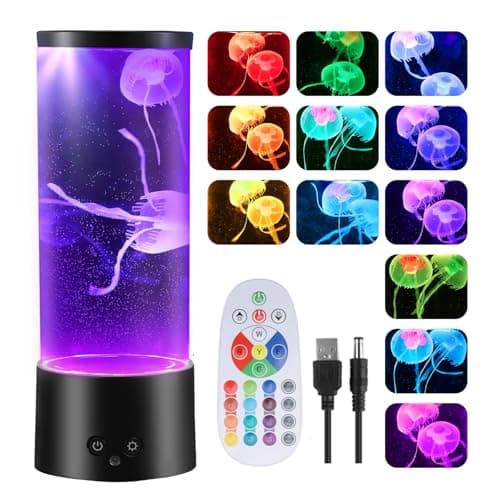 Image of Jellyfish Lamp, Realistic Jelly Fish Lava Lamp Tank Aquarium Lamp with Remote Control, 17 Color Changing, 4 Modes Sensory Night Light for Home Bedroom Office Decor Relax Mood Light, Birthday Gift