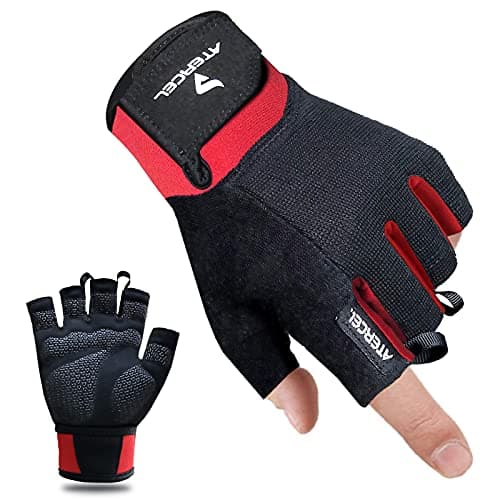 Image of ATERCEL Weight Lifting Gloves, Gym Gloves for Crossfit, Workout, Exercise Cycling, Training, Breathable and Snug fit, for Men and Women (Red, XS)
