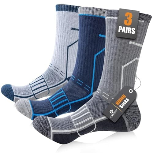 Image of Circorld Mens Sports Socks, Cushioned Anti Blister Wicking Breathable Hiking Socks, Crew Performance Athletic Socks for Work Running Walking Cycling Trekking Trainer Outdoor 3 Pairs 9-11