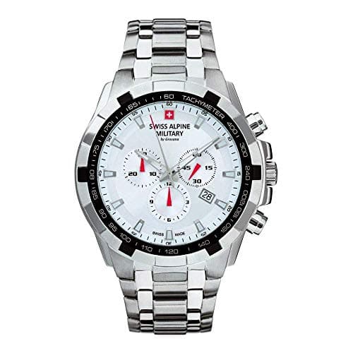 Image of Swiss Alpine Military by Grovana 7043 Chronograph Quartz 10ATM Swiss Made, Silver Colours, 7043.9132