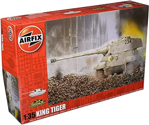 Image of Airfix Model Set - A1369 King Tiger Model Building Kit - Plastic Model Tank Kits for Adults & Children 8+, Set Includes Sprues and Decals - 1:35 Scale Model