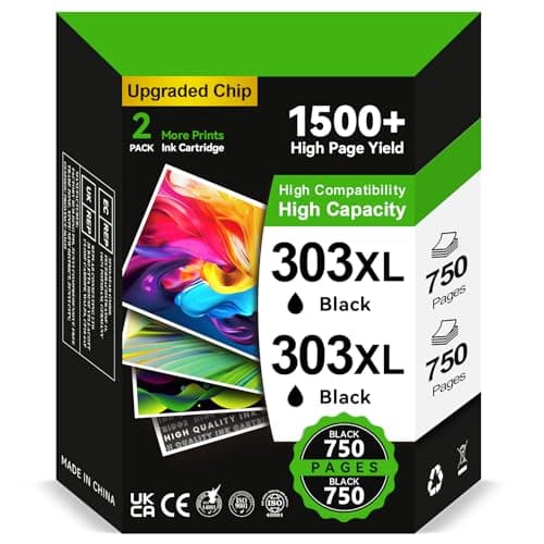 Image of INKYEAH 303XL Ink Cartridges Black- 2X 750+ Pages, Replacement for HP 303 Black Ink Cartridges Original, Ink 303 XL for Envy Inspire 7220e 7221e 7224e 7920 7920e Envy Photo 6220 6230 6234 7120 TANGO X