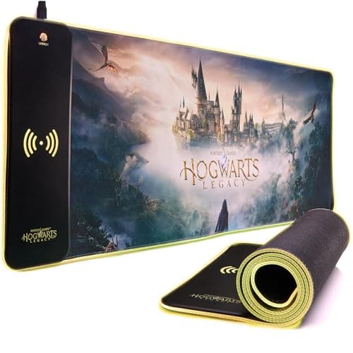 Image of Power Idolz Hogwarts Legacy XL RGB Gaming Mat with 15W Wireless Charger | Customizable LED, Anti-Slip, Spill-Resistant