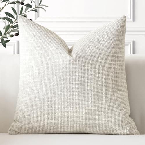 Image of Artscope Linen Cushion Covers Set of 1 Decorative Square Pillowcase Pillow Cover 20x20 Inch for Home Decor Sofa Bedroom Car 50x50cm Beige