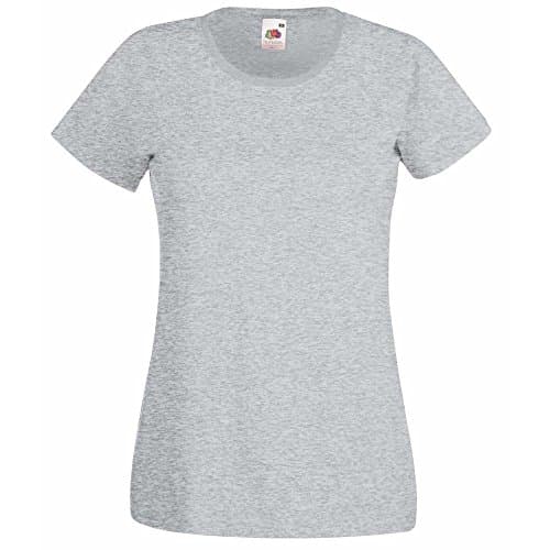 Image of Fruit of the Loom Ladies Fit Valueweight Colours Short Sleeve Cotton T-Shirt Heather Grey