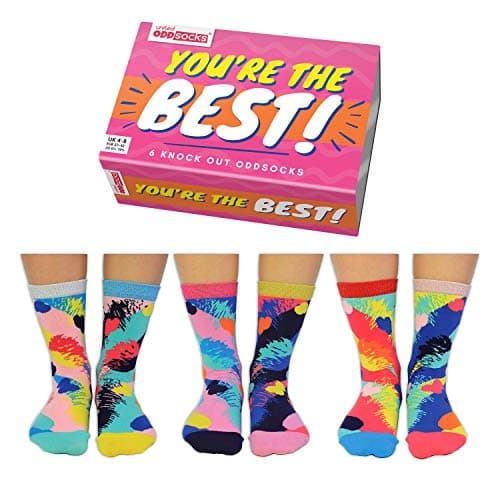Image of United Oddsocks You're The Best Ladies Box of 6 Oddsocks - UK 4-8 EUR 37-42 US 6.5-10.5