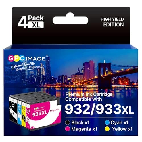Image of GPC Image 932XL 933XL Ink Cartridges Compatible for HP 932XL 933XL Combo Pack Ink Cartridges for HP Officejet 6600 7510 7110 6100 7612 6700 7600 7610 (Black Cyan Magenta Yellow, 4-Pack)