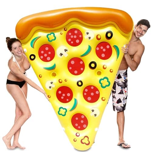 Image of JOYIN Giant Inflatable Pizza Slice Pool Float, Fun Pool Floaties, Swim Party Toy, Summer Pool Raft (1 Pack), Extra Large with Cup Holders