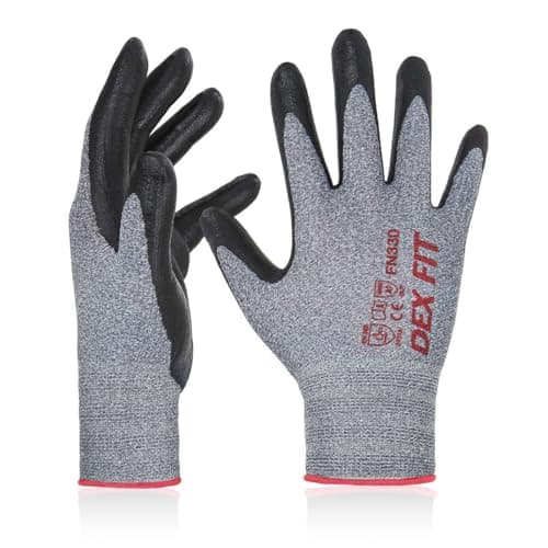 Image of DEX FIT Nitrile Work Gloves FN330, 3D Comfort Stretch Fit, Firm Grip, Touchscreen, Thin & Lightweight, Breathable Foam Nitrile, Machine Washable; Grey 11 (XXL) 12 Pairs