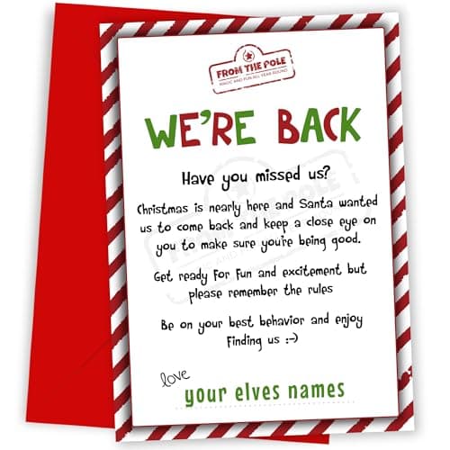 Image of Personalised Elf Arrival Card for Kids - Elf Welcome Letter from Multiple Elves. Christmas Card for Boys & Girls from their Christmas Friend - North Pole Welcome Cards