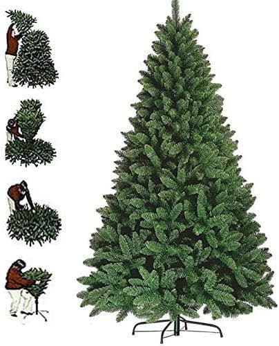 Image of FlickBuyz 7ft Premium Green Artificial Christmas Spruce Pine Tree with 1000 Tips, Metal Stand