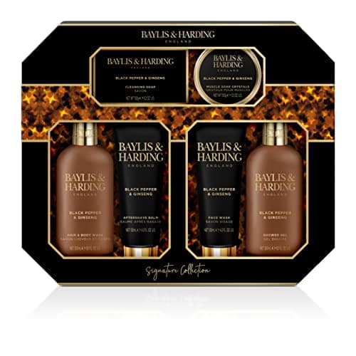 Image of Baylis & Harding Men's Signature Collection Black Pepper & Ginseng Ultimate Preening Gift Set - only at Amazon - Vegan Friendly