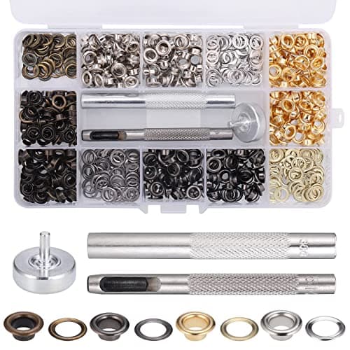 Image of Zocipro Eyelet Punch Kit, 400 Sets 5mm Grommets Eyelets Kit with Hole Punch Tool, Metal Grommet Tool Kit for Fabric Leather Shoes Bag Canvas Belt DIY Crafts (1/5 Inch Inside Diameter)