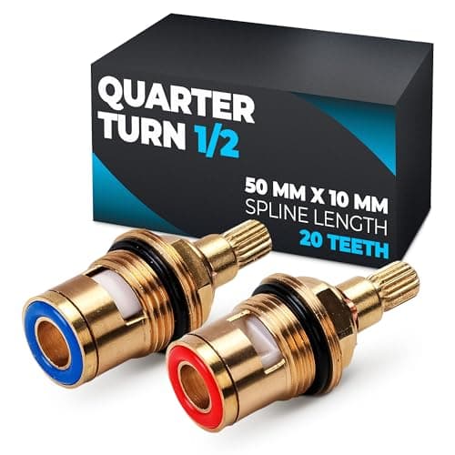 Image of Replacement Brass Ceramic Stem Disc Cartridge Faucet Valve Quarter Turn 1/2" for Bathroom Kitchen Tap (1 Pair Hot & Cold)