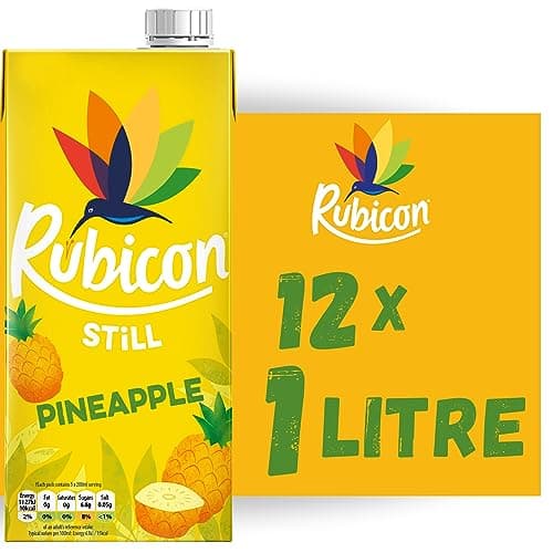 Image of Rubicon Still Pineapple Juice - Made with Real Handpicked Fruit Pineapple - Bold and Intense Tropical Juice Drink - Multipack Fruit Juice Cartons - 12x1L