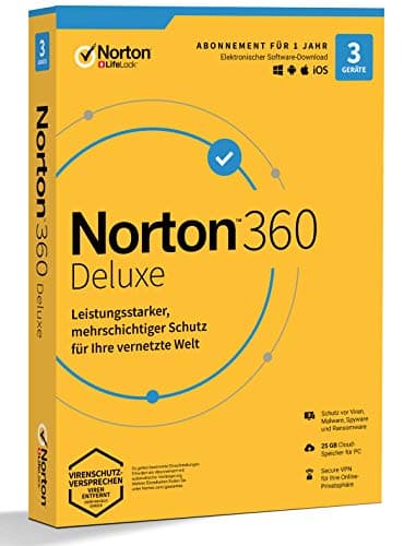 Image of SYMANTEC NortonLifeLock NORTON 360 DELUXE 25GB GE 1 USER 3 DEVICE 12MO GENERIC MM 1 year(s) - NortonLifeLock NORTON 360 DELUXE 25GB GE 1 USER 3 DEVICE 12MO GENERIC MM, 1 year(s)