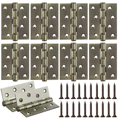 Image of MEIDIV 8 Pack Heavy Duty Door Hinges 4 Inch, 100mm Antique Brass Hinges Internal Door Hinges, Stainless Steel Ball Bearing Hinge, Butt Hinge for Wooden Doors