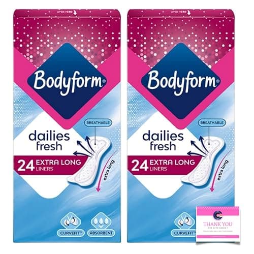 Image of Multiple Bodyform Extra Long Panty Liners, 24 Count (Pack of 2)